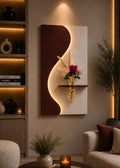 Tableau Mural LED Design Moderne avec Étagère et Vase – Élégance & Lumière ( REF-002 )