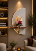 Tableau Mural LED Design Moderne avec Étagère et Vase – Élégance & Lumière ( REF-001 )
