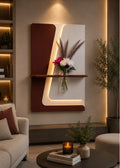 Tableau Mural LED Design Moderne avec Étagère et Vase – Élégance & Lumière ( REF-007 )